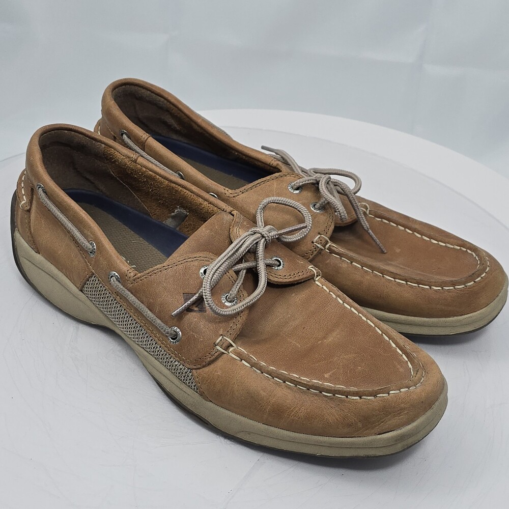 Sperry Top Sider Intrepid Boat Shoes Mens 13 Brown Leather 2 Eye Casual Preppy